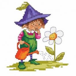 S 10039 Cross stitch pattern for smartphone - Spring gnome