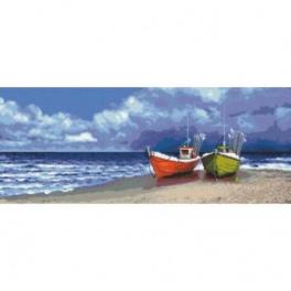S 10284 Cross stitch pattern for smartphone - Fishing boats by the sea