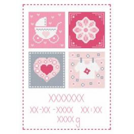 S 8677-01 Cross stitch pattern for smartphone - Birth certificate for girl