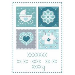 S 8677-02 Cross stitch pattern for smartphone - Birth certificate for boy
