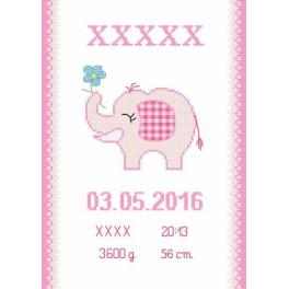 S 8636-01 Cross stitch pattern for smartphone - Birth certificate with an elephant