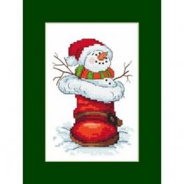 S 10145 Cross stitch pattern for smartphone - Card with a snowman