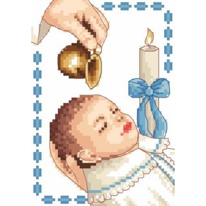 S 4925-02 Padrão de ponto cruzado para smartphone - Card - Batismo de menino