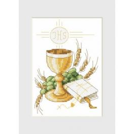 S 4991 Cross stitch pattern for smartphone - Holy communion card - Drinking-glass