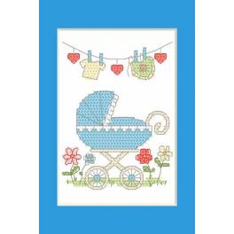 S 8614-02 Cross stitch pattern for smartphone - Birthday card - Birth of a boy