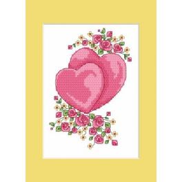 S 4984 Cross stitch pattern for smartphone - Wedding card - Hearts