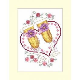 S 4953-02 Cross stitch pattern for smartphone - Wedding card - Glasses