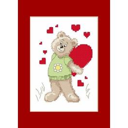 S 4986 Cross stitch pattern for smartphone - Valentine's Day card - Teddy Bear with a heart