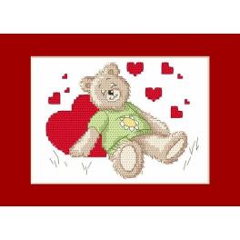 S 4987 Cross stitch pattern for smartphone - Valentine's Day card - Sleeping teddy
