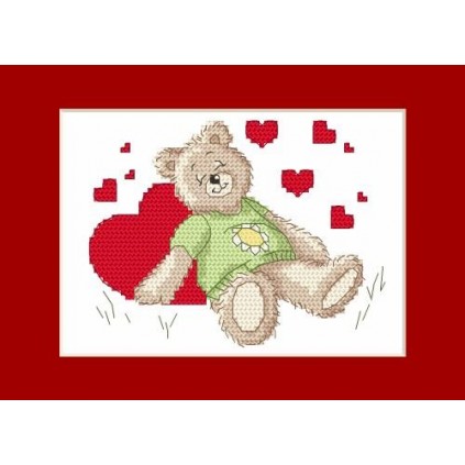 S 4987 Cross Stitch Pattern for Smartphone - Cartão do Dia dos Namorados - Teddy dormindo