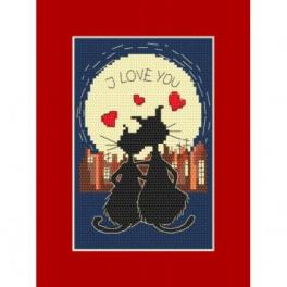 S 8394 Cross stitch pattern for smartphone - Card - Cats in love
