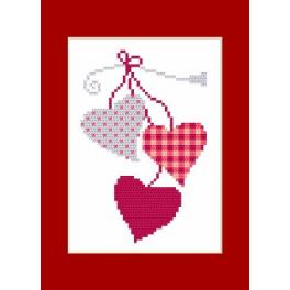 S 8670 Cross stitch pattern for smartphone - Postcard - Hearts