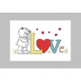 S 10261-01 Cross stitch pattern for smartphone - Postcard - Teddy bear love