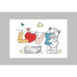 S 10261-02 Cross stitch pattern for smartphone - Postcard - Teddy bear washing