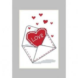 S 10262-01 Cross stitch pattern for smartphone - Postcard - Envelope with a heart