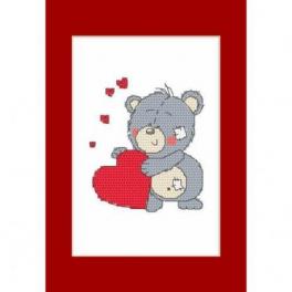 S 8794 Cross stitch pattern for smartphone - Valentine's Day card - Teddy