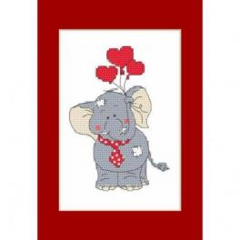 S 8795 Cross stitch pattern for smartphone - Valentine's Day card - Elephant