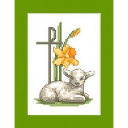 S 8397 Cross stitch pattern for smartphone - Easter card - Easter lamb