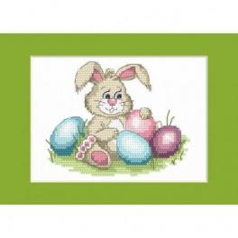 S 8624-04 Cross stitch pattern for smartphone - Easter card - Cheerful bunny