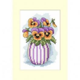 S 10205-01 Cross stitch pattern for smartphone - Postcard with pansies