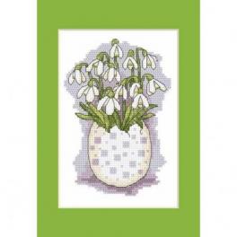 S 10205-04 Cross stitch pattern for smartphone - Postcard with snowdrops