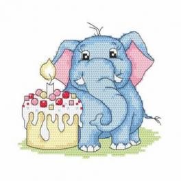 S 10241 Cross stitch pattern for smartphone - Elephant - My 1st birthday