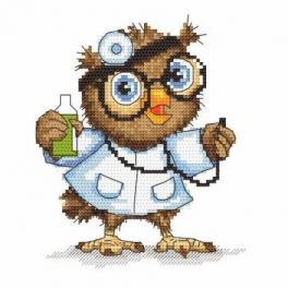 S 10022 Cross stitch pattern for smartphone - Small owl - doctor