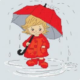 S 10411 Cross stitch pattern for smartphone - Girl with an umbrella
